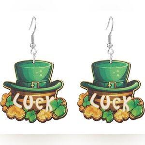 St. Patrick’s Day Leprechaun Hat Dangle Earrings NIP